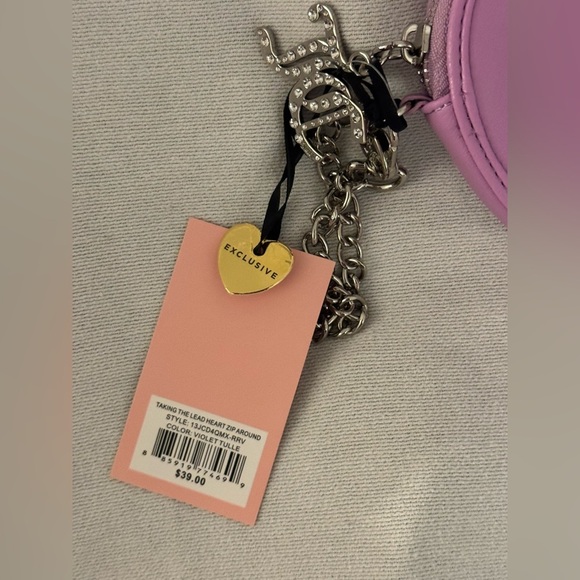 Juicy Couture Violet Heart Pouch with Silver Chain - Picture 3 of 3